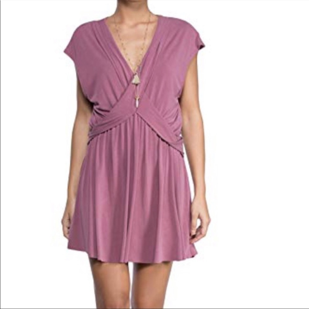 Free People Criss Cross Veck Mulberry Cupro Dress